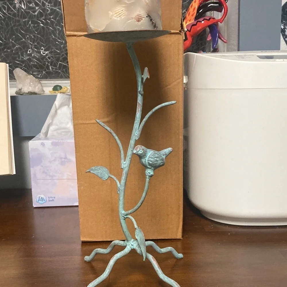 Decorative Bird Candle Holder - Turquoise